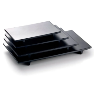 2-065-13-06 TAIKO CERAMINE Black Sushi Geta Serving Tray