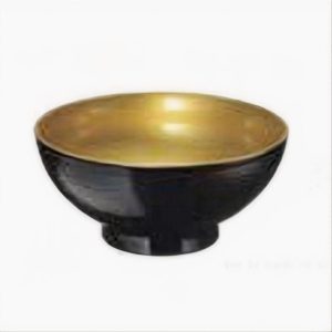 Heat resistant RANSUJI grain pattern Black Ramen bowl inside gold