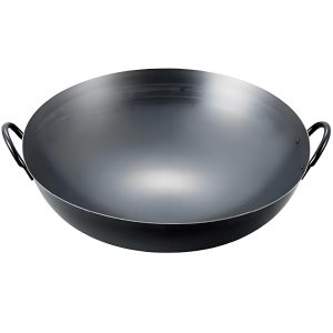 EBM Iron Blue Temper Press Double Handle Wok